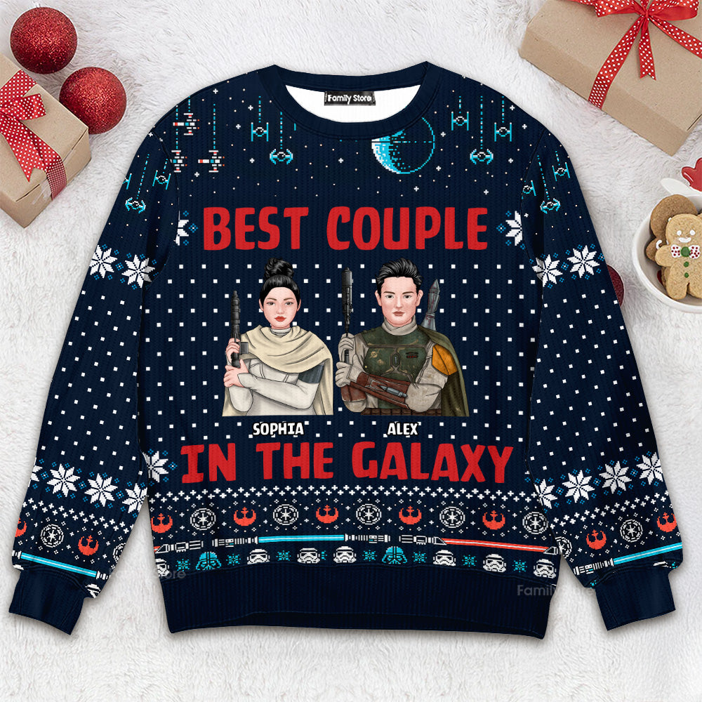 Personalized Galaxy Themed Ugly Sweater Gift for Couples Family