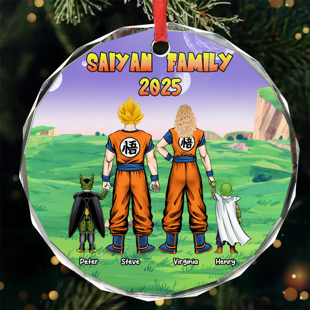 Personalized Saiyan Family Glass Ornament Custom Name Gift
