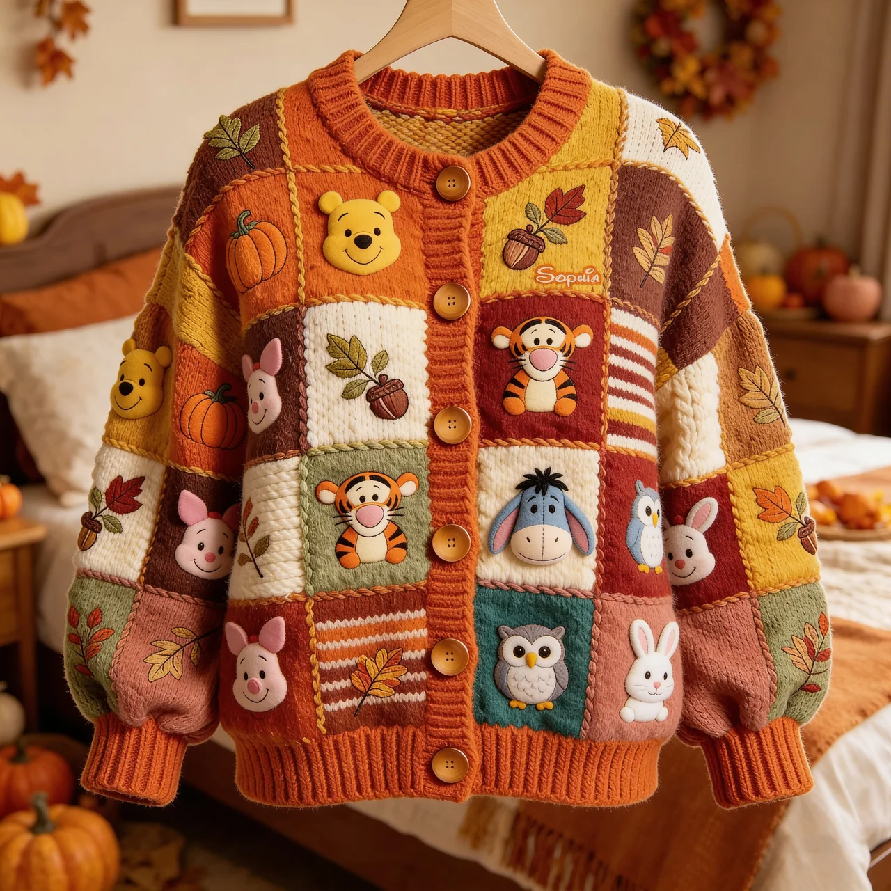 Personalized Knitted Cardigan with Autumn Vibes Gift for Her Cardigan GradoCreations