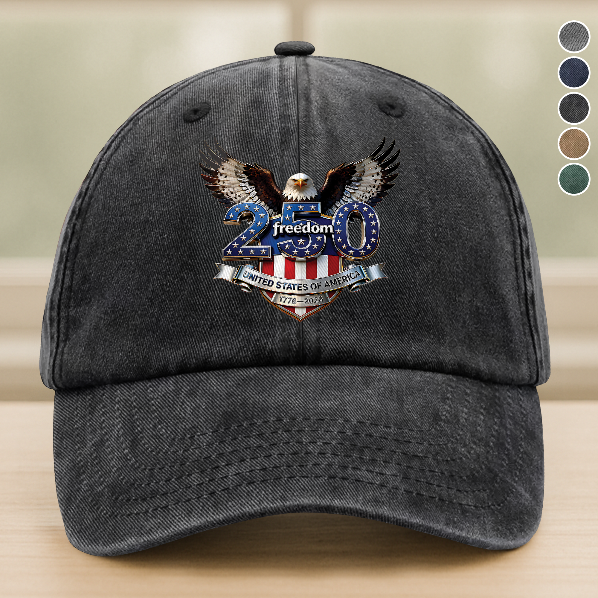 Personalized Washed Denim Baseball Cap Freedom Eagle Gift HN590 - Washed Denim Baseball Cap GradoCreations