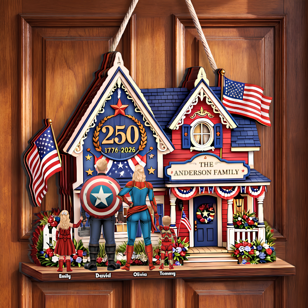 Personalized Patriotic Wood Sign Custom Family Name 250 Years America