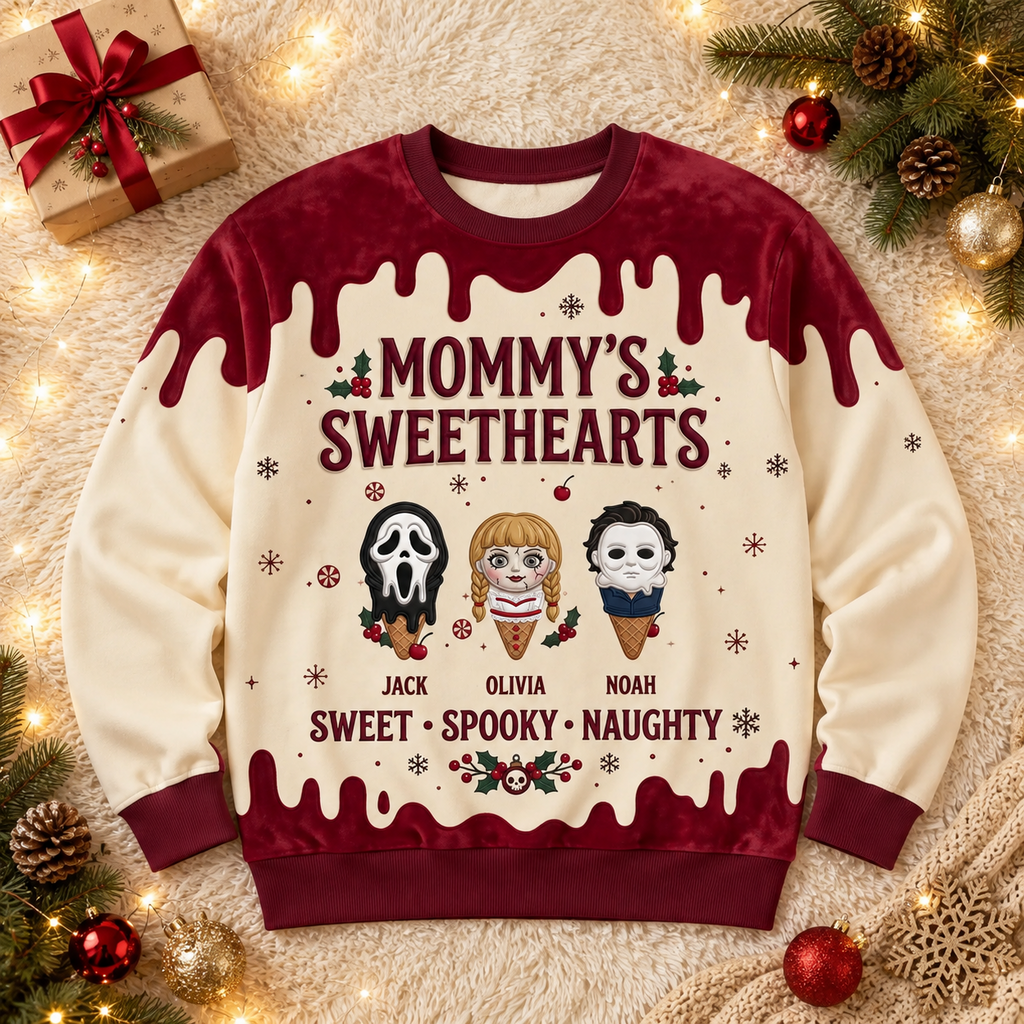Personalized Spooky Sweetheart All Over Shirt for Mom | Halloween Gift AOP Shirt GradoCreations