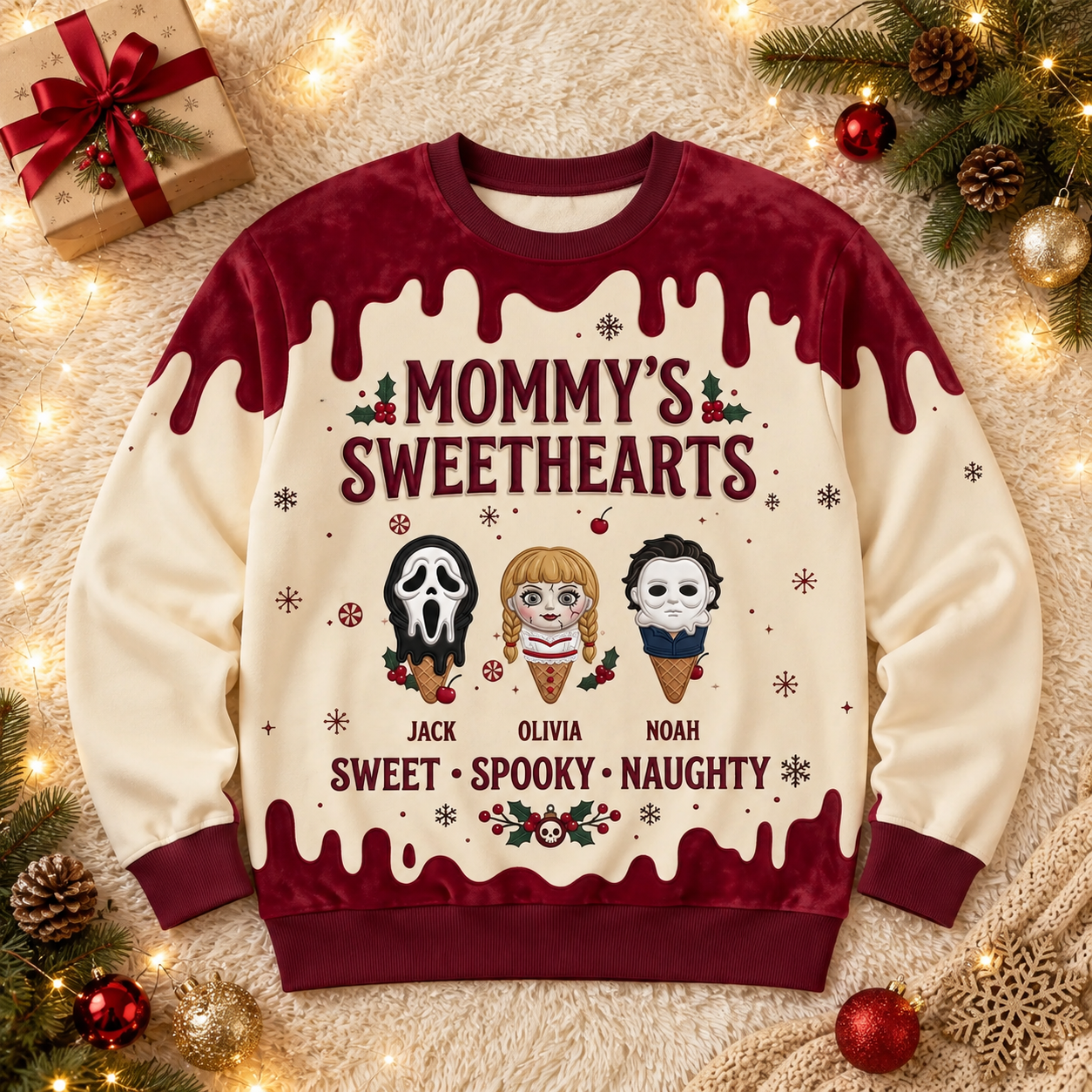 Personalized Spooky Sweetheart All Over Shirt for Mom | Halloween Gift AOP Shirt GradoCreations