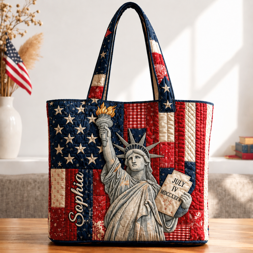 Personalized Statue of Liberty Quilted Tote Bag Gift for Her