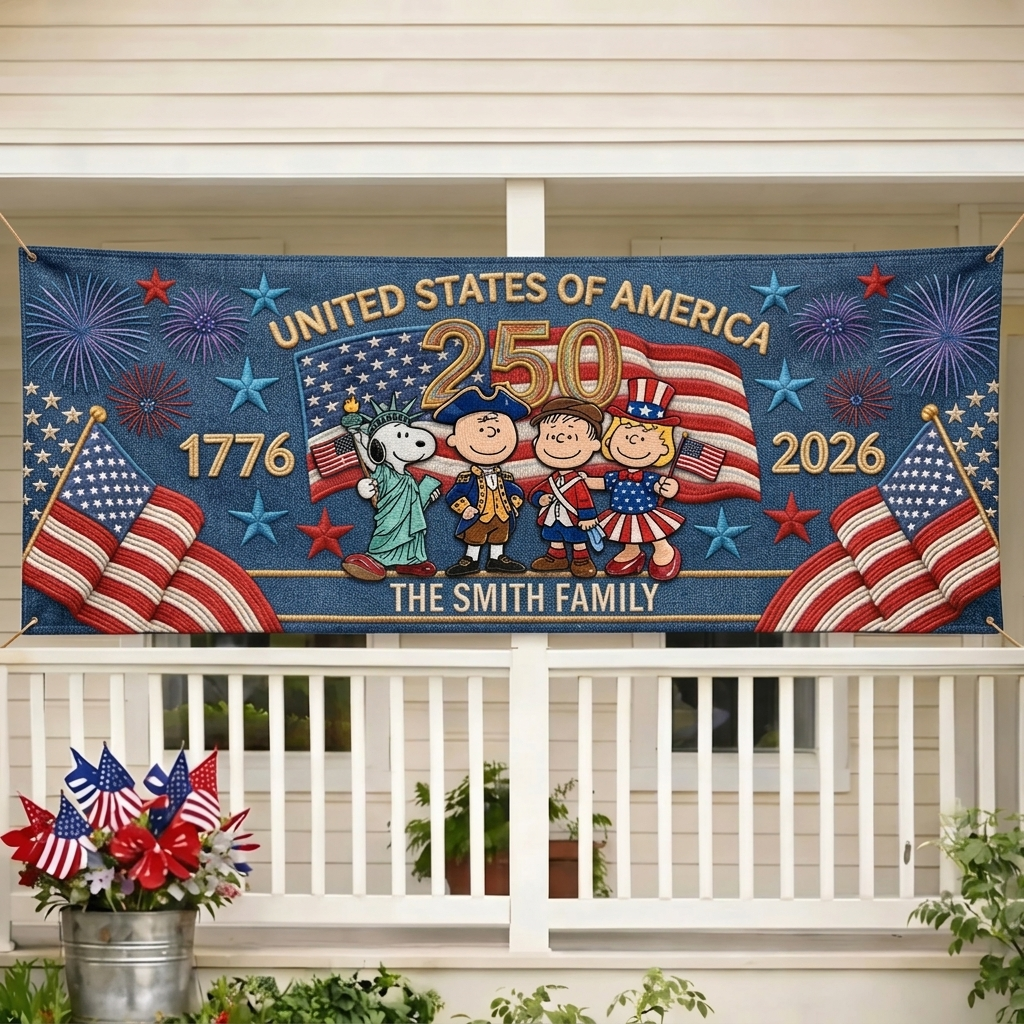 Personalized Outdoor Banner 250 Years of Freedom Gift for Family