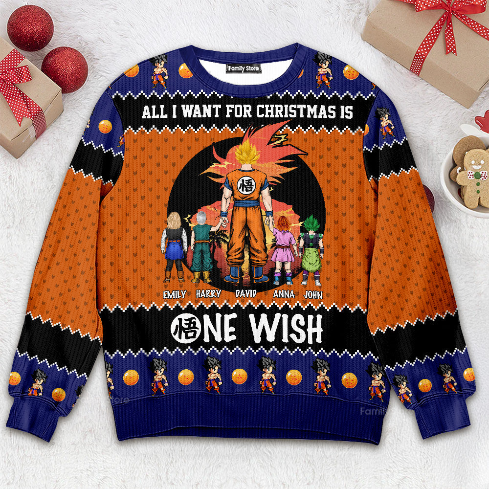 Personalized Dragon Ball Z Ugly Sweater Custom Name Gift for Dad/Grandpa