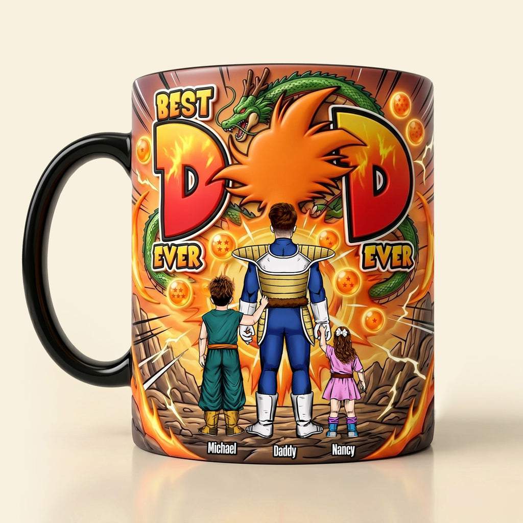 Personalized Best Dad Ever Mug Custom Family Names Gift for Dad