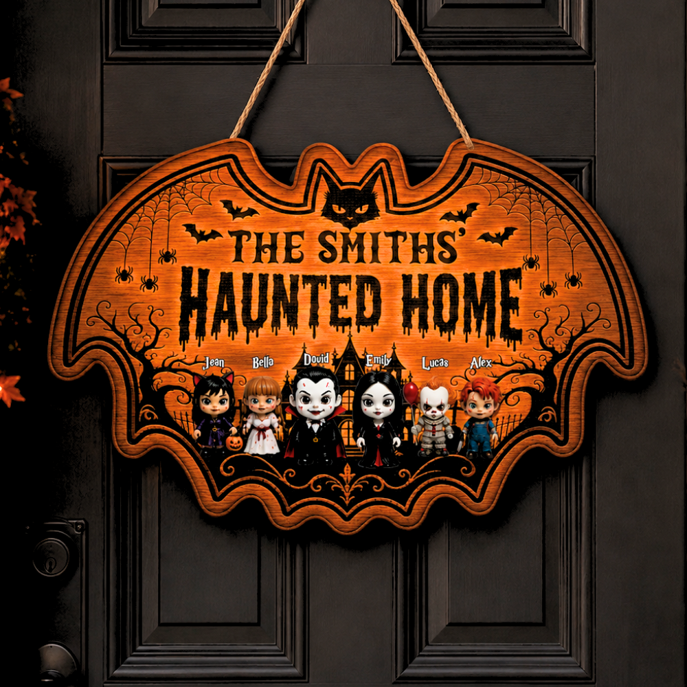 Personalized Luminous Halloween Wooden Sign for Family Decor Luminous Wooden Sign GradoCreations