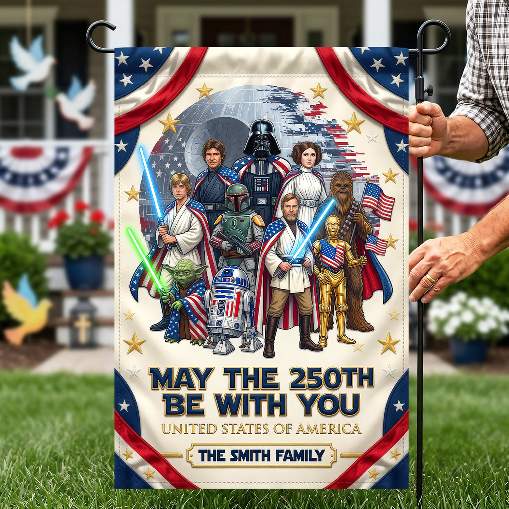 Personalized Star Wars Garden Flag Gift for Family - 4th of July Decor Flag GradoCreations