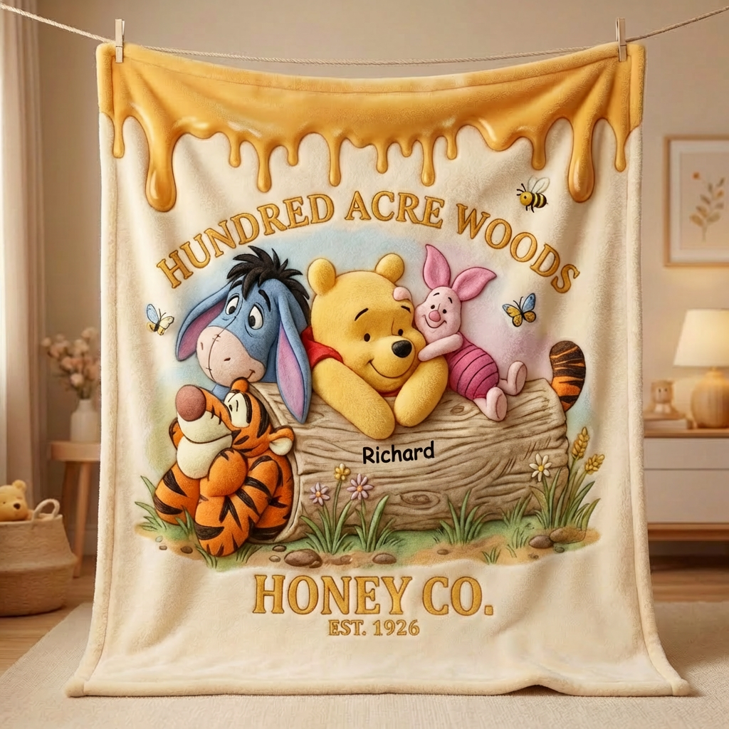 Personalized Woodland Friends Blanket Custom Name Gift for Anniversaries