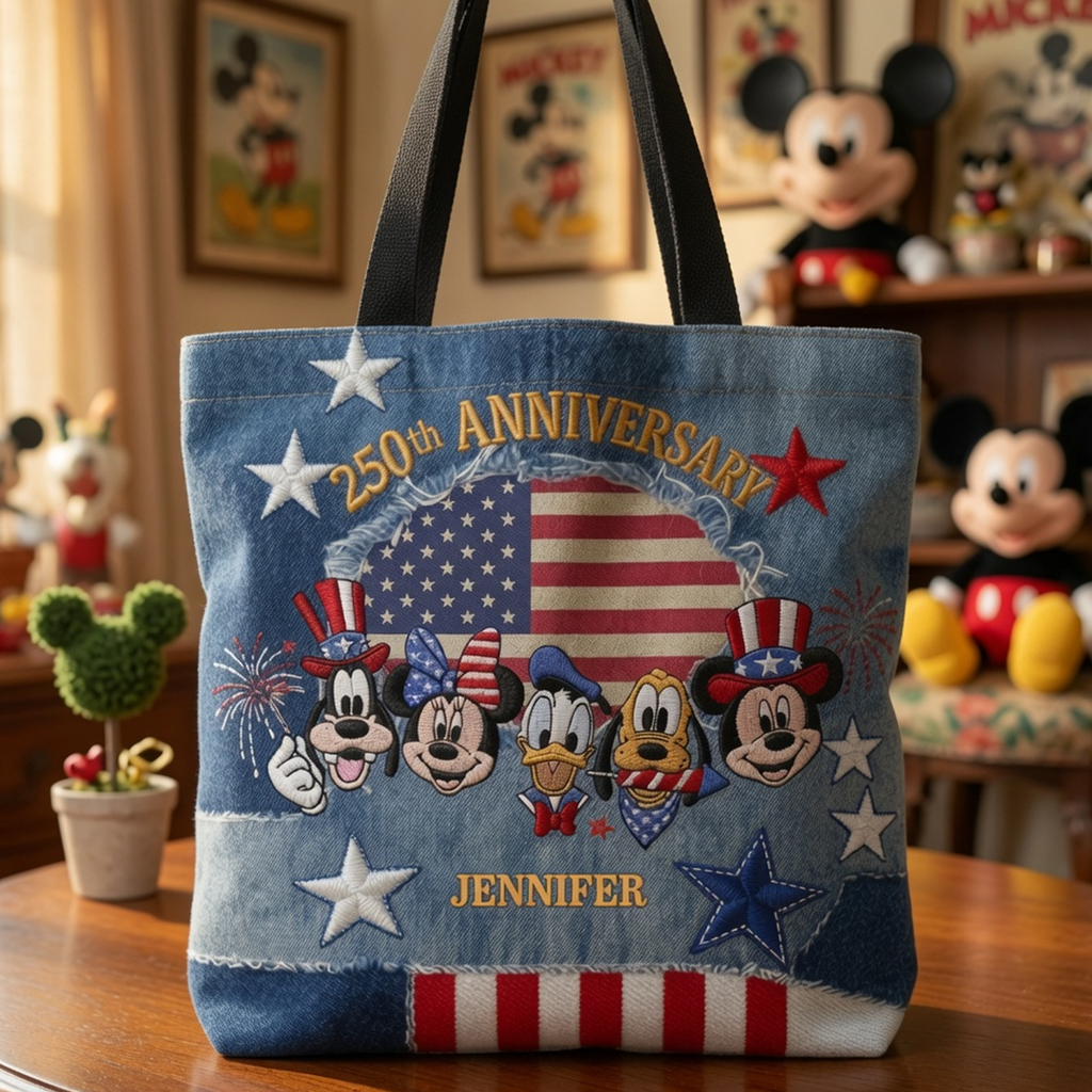 Personalized Independence Day Tote Bag Custom Name Gift for Patriots