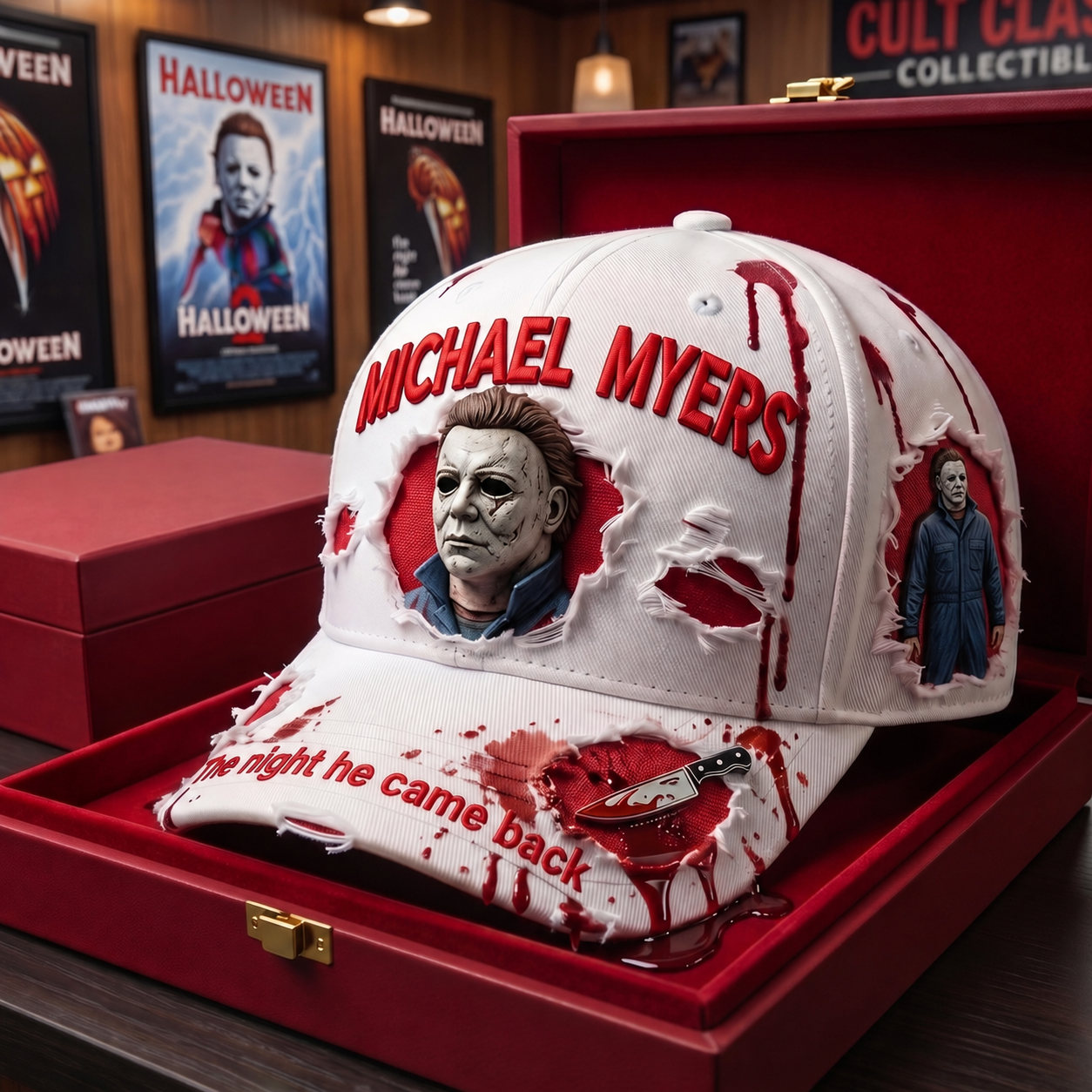 Personalized Horror Cap Michael Myers Halloween Gift Idea Classic Cap GradoCreations
