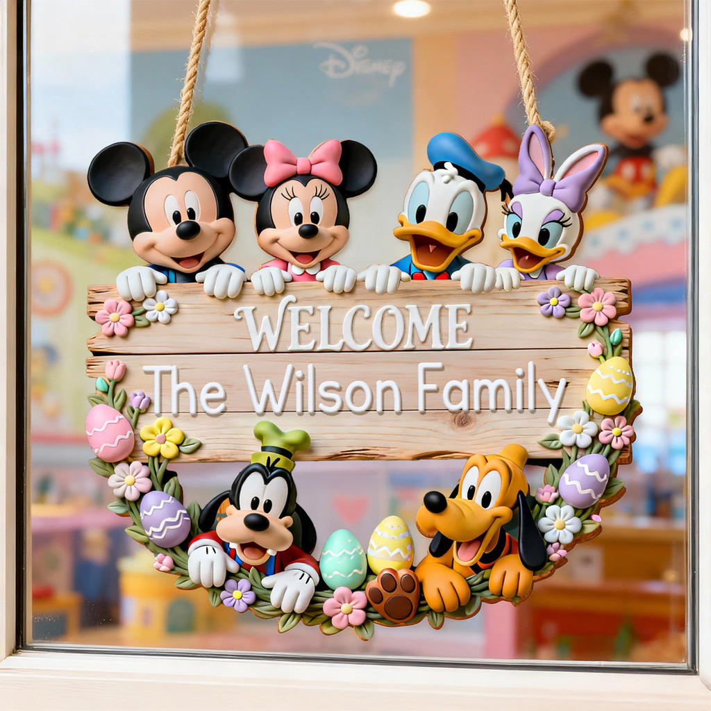 Personalized Family Welcome Sign Custom Wood Decor Gift for Easter