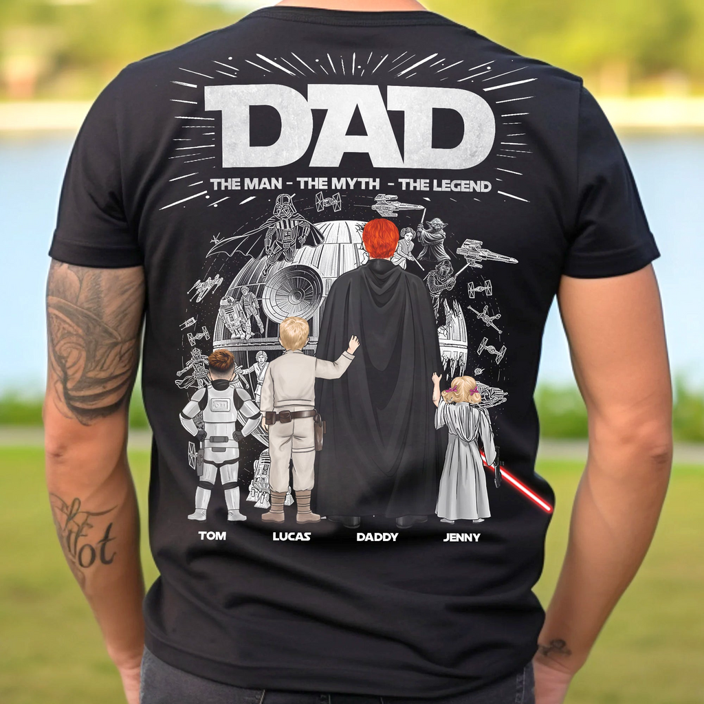 Personalized Star Wars Dad T-shirt Custom Family Names Gift for Father's Day