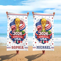 Personalized World Cup 2026 USA Flag Beach Towel Gift for Soccer Fans