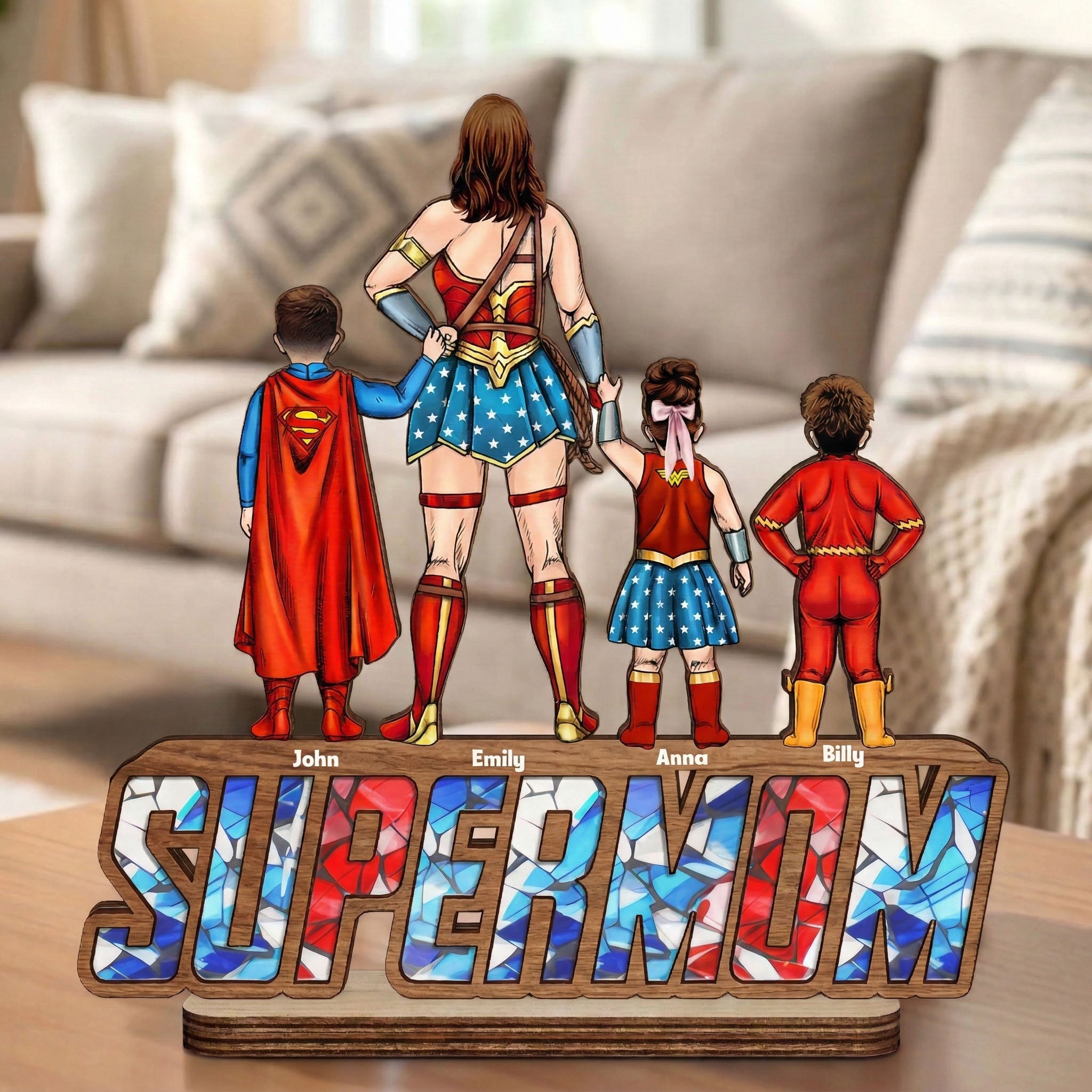 Personalized Super Hero Super Mom Wooden Plaque Gift for Mom Wood Plaque GradoCreations