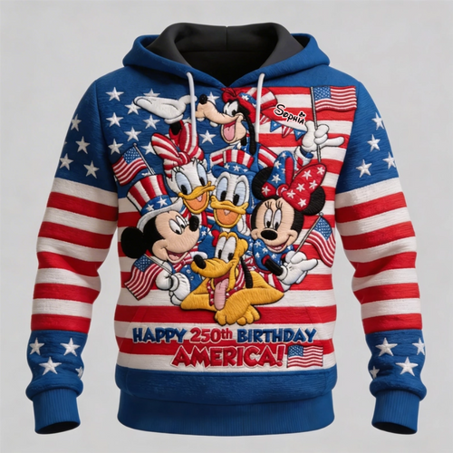 Personalized 250th Anniversary USA Shirt with Disney Characters - Gift for Movie Fans & Families AOP Shirt GradoCreations