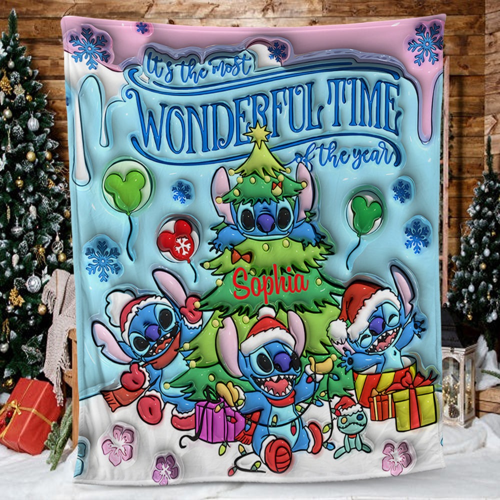 Personalized Christmas Blanket with Fun Characters for Kids Gift