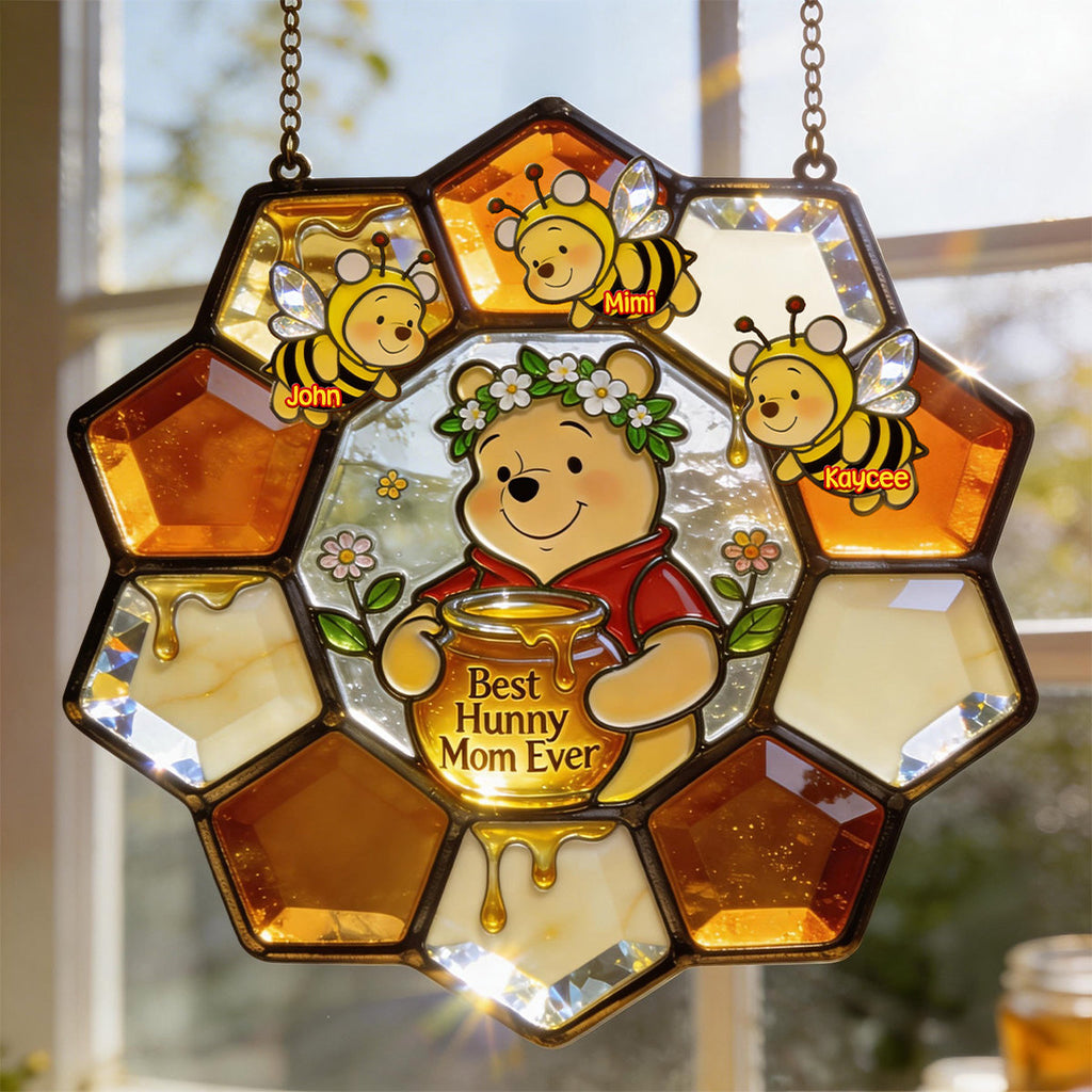 Personalized Honey Bear Suncatcher Gift for Mom | Window Decoration