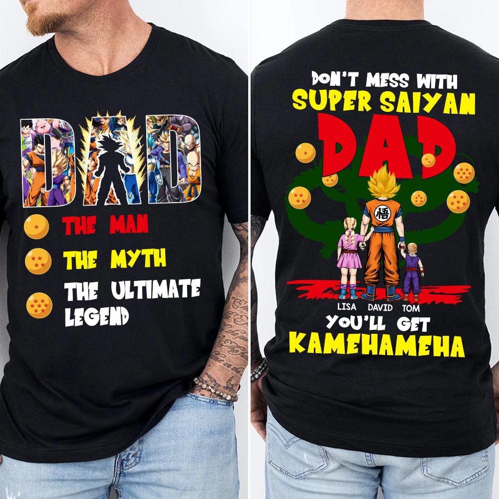 Personalized Funny Super Saiyan Dad T-Shirt Gift for Father's Day