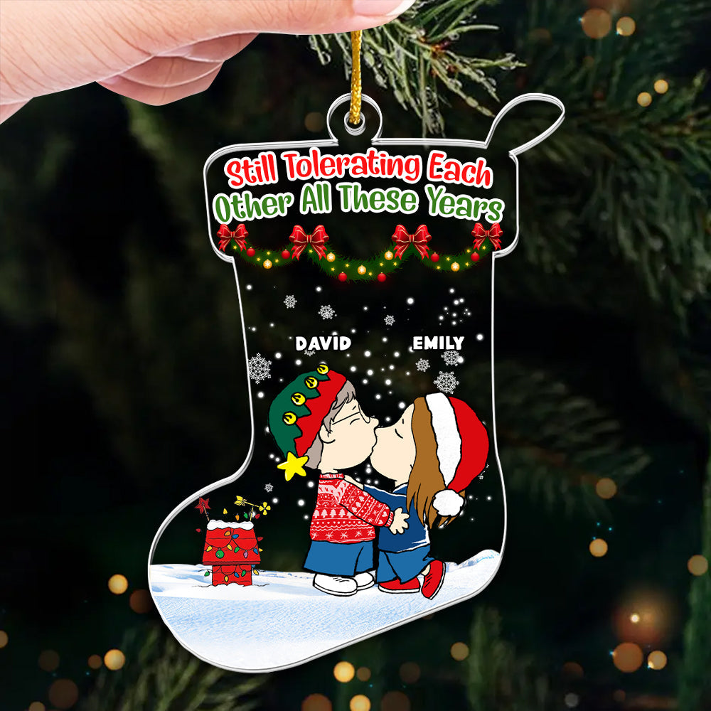 Personalized Acrylic Christmas Ornament for Couples - Humorous Gift