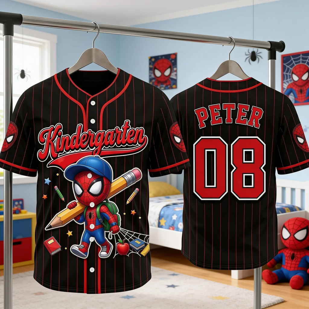 Personalized Spider-Man Baseball Jersey Custom Name Kids Gift Back to School Kid Baseball Jersey GradoCreations