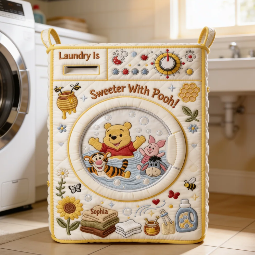 Personalized Quilted Laundry Basket with Disney Characters - Gift for Laundry Lovers Quilted Laundry Basket GradoCreations