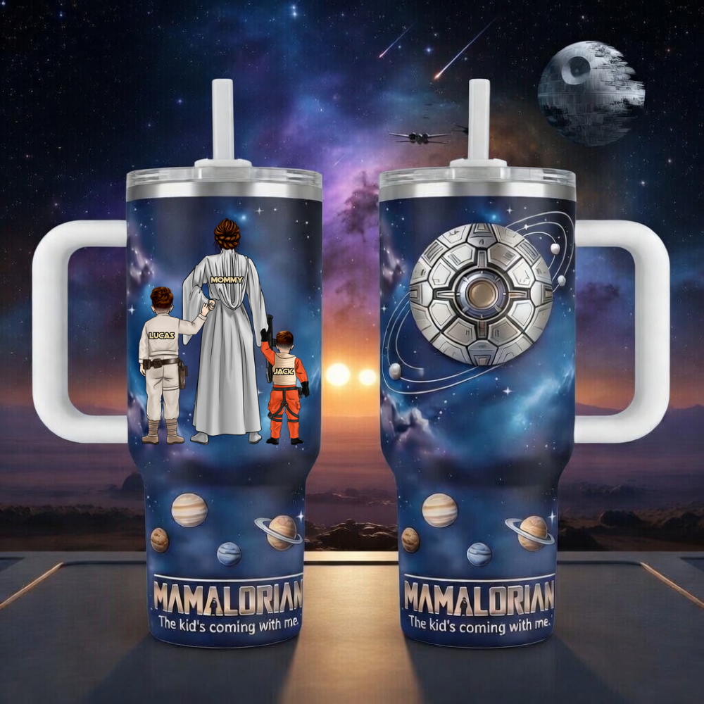 Personalized Mamalorian Tumbler Gift for Mom | Unique Space Design Tumbler GradoCreations