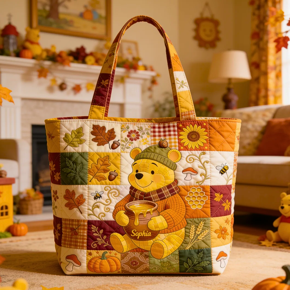 Personalized Quilted Tote Bag Autumn Vibes Gift for Her Quilted Tote Bag GradoCreations