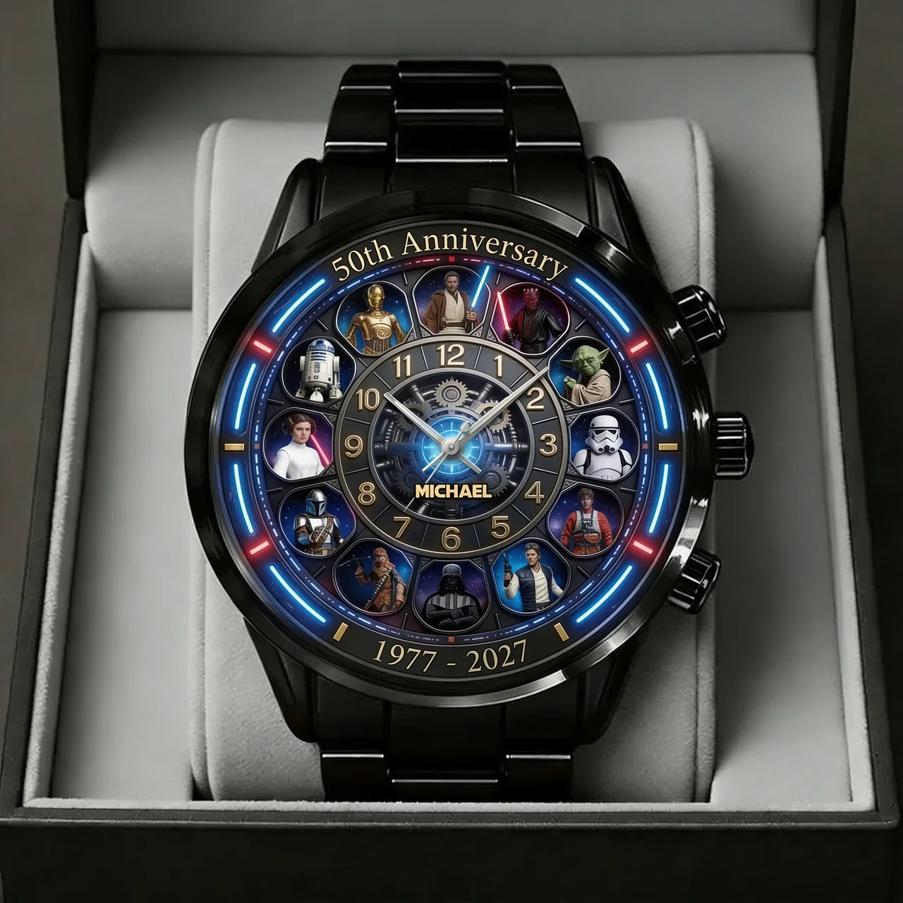 Personalized Galaxy Star Hand Watch Custom Name Gift for Anniversary Hand Watch GradoCreations