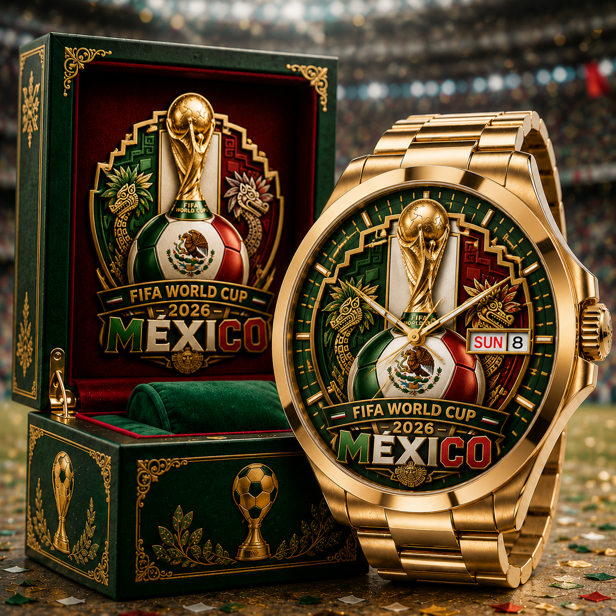 Personalized Mexico 2026 World Cup Men's Watch Gift for Soccer Fans