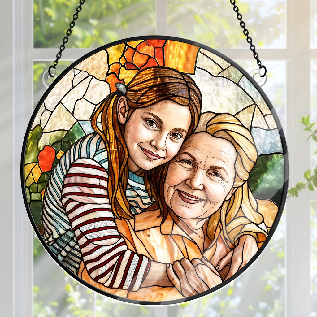 Personalized Acrylic Suncatcher Family Photo Gift for Mom or Grandma