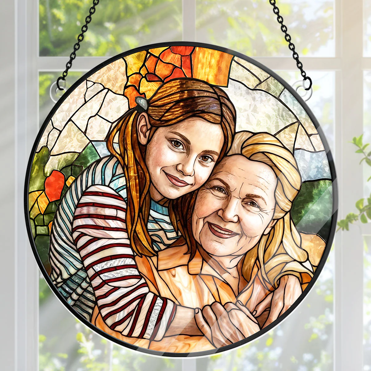 Personalized Acrylic Suncatcher Family Photo Gift for Mom or Grandma