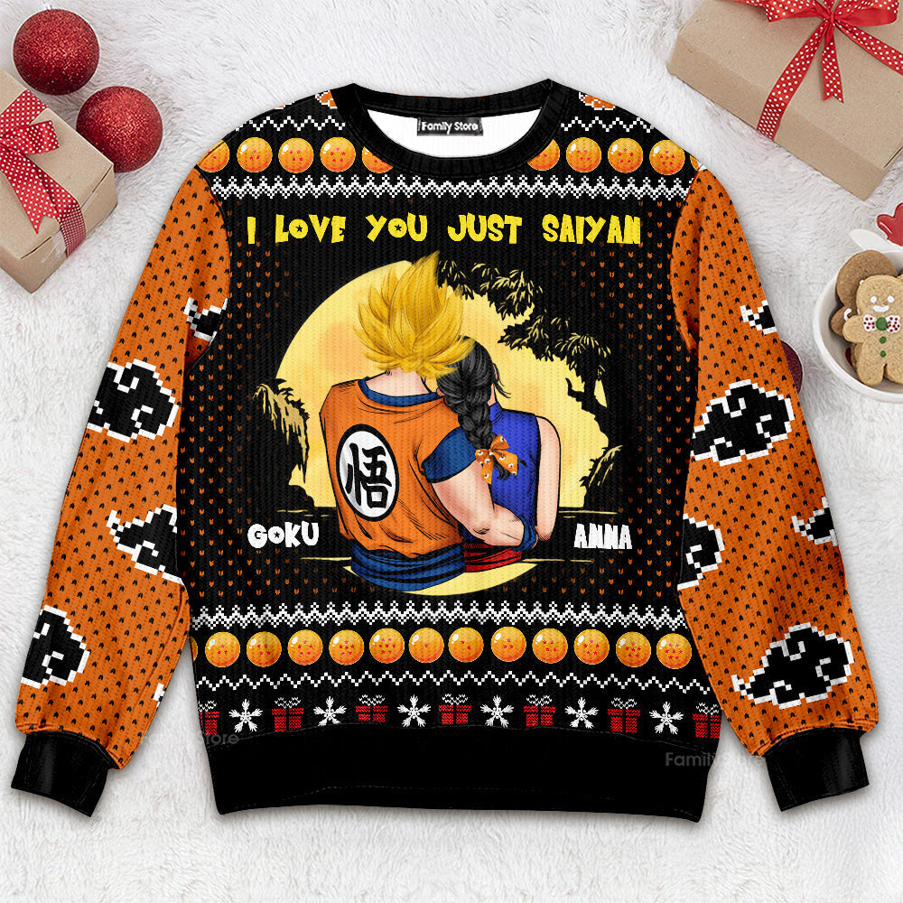Personalized I Love You Just Saiyan Ugly Sweater Gift for Couples