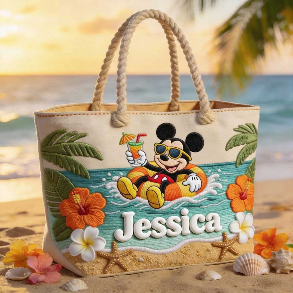 Personalized Beach Bag with Custom Name for Travel Lovers