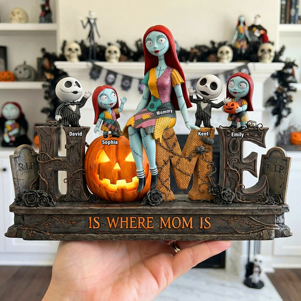 Personalized Spooky Acrylic Plaque Home Is Where Mom Is Gift for Movie Fans