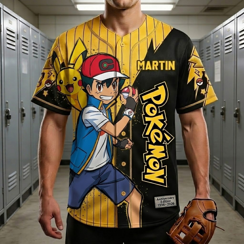 Personalized Pokémon Baseball Jersey Custom Name Gift for Fans