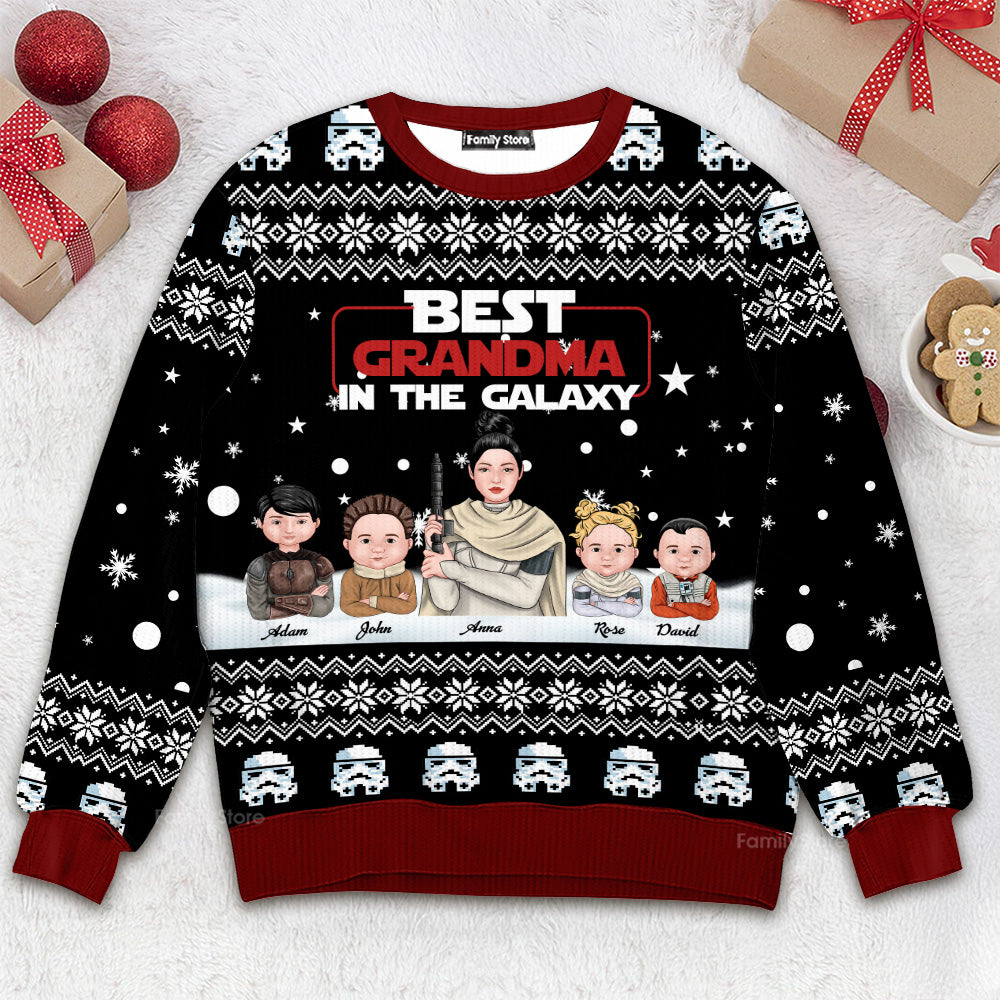 Personalized Ugly Sweater Best Grandma in the Galaxy Christmas Gift