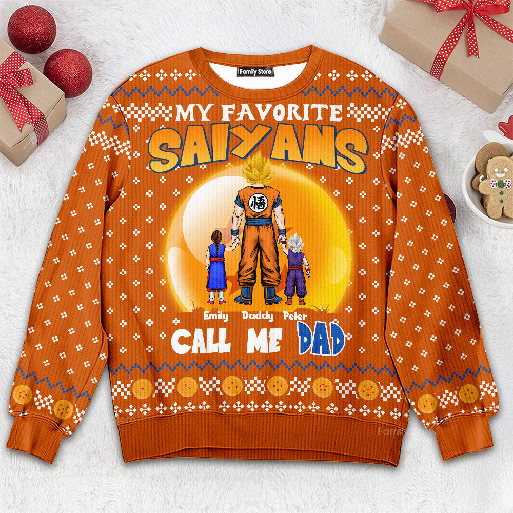 Personalized Saiyans 'Call Me Dad' Ugly Sweater for Family