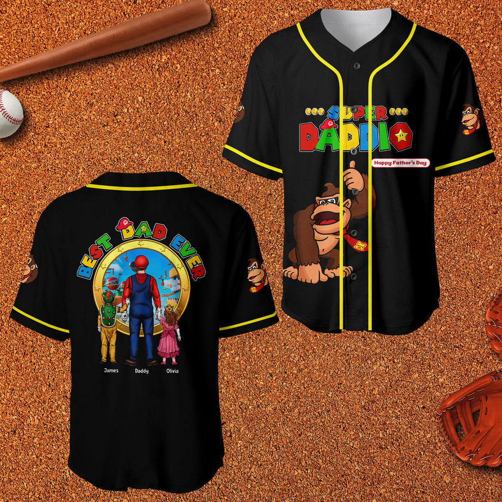 Personalized Mrio Super Daddio Baseball Jersey Unique Gift for Dad