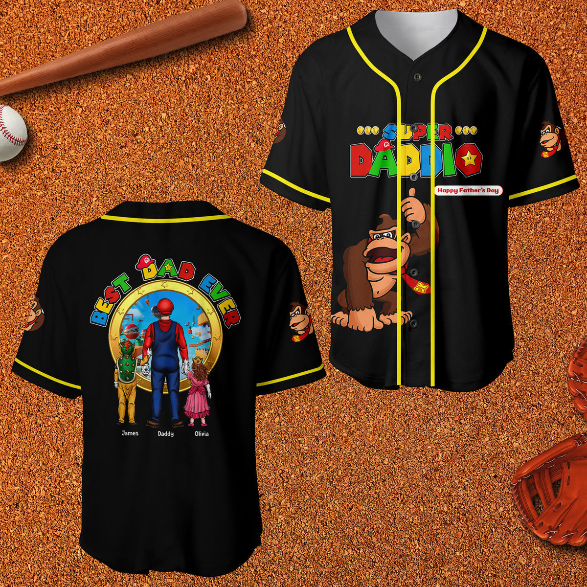 Personalized Mrio Super Daddio Baseball Jersey Unique Gift for Dad