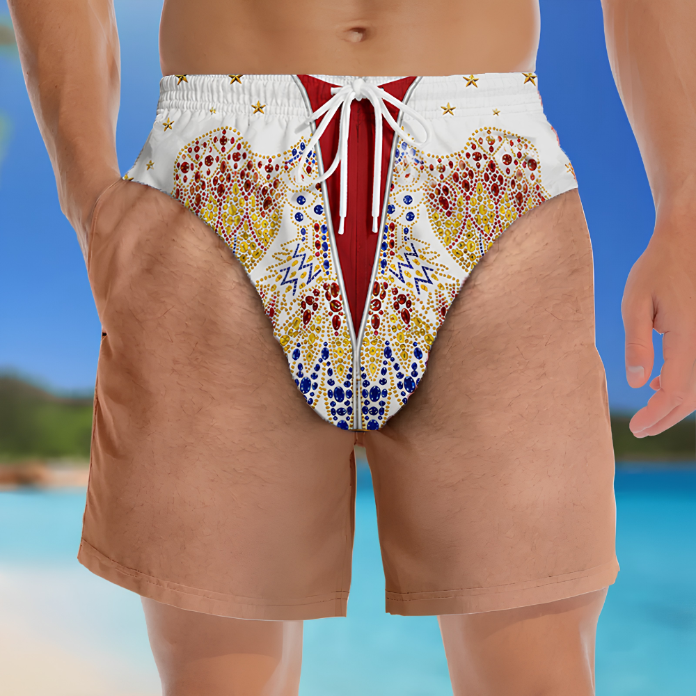 Personalized Beach Shorts Aloha Vegas Costume Gift for Him Beach Shorts GradoCreations