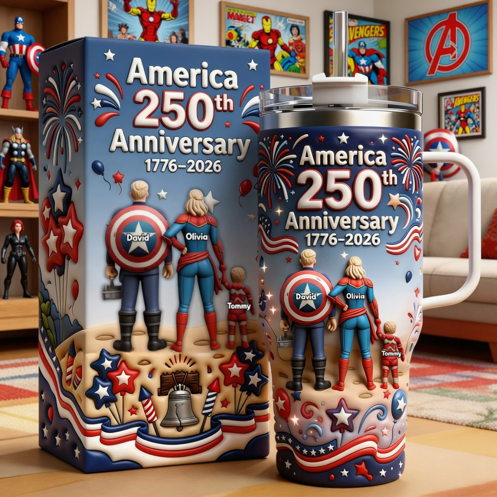 Personalized 250th Anniversary Tumbler Custom Name Patriotic Gift for Family