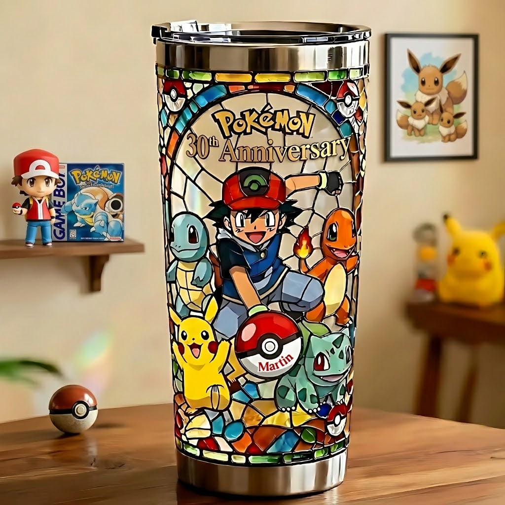 Personalized Pokémon 30th Anniversary Tumbler Gift for Movie Fans