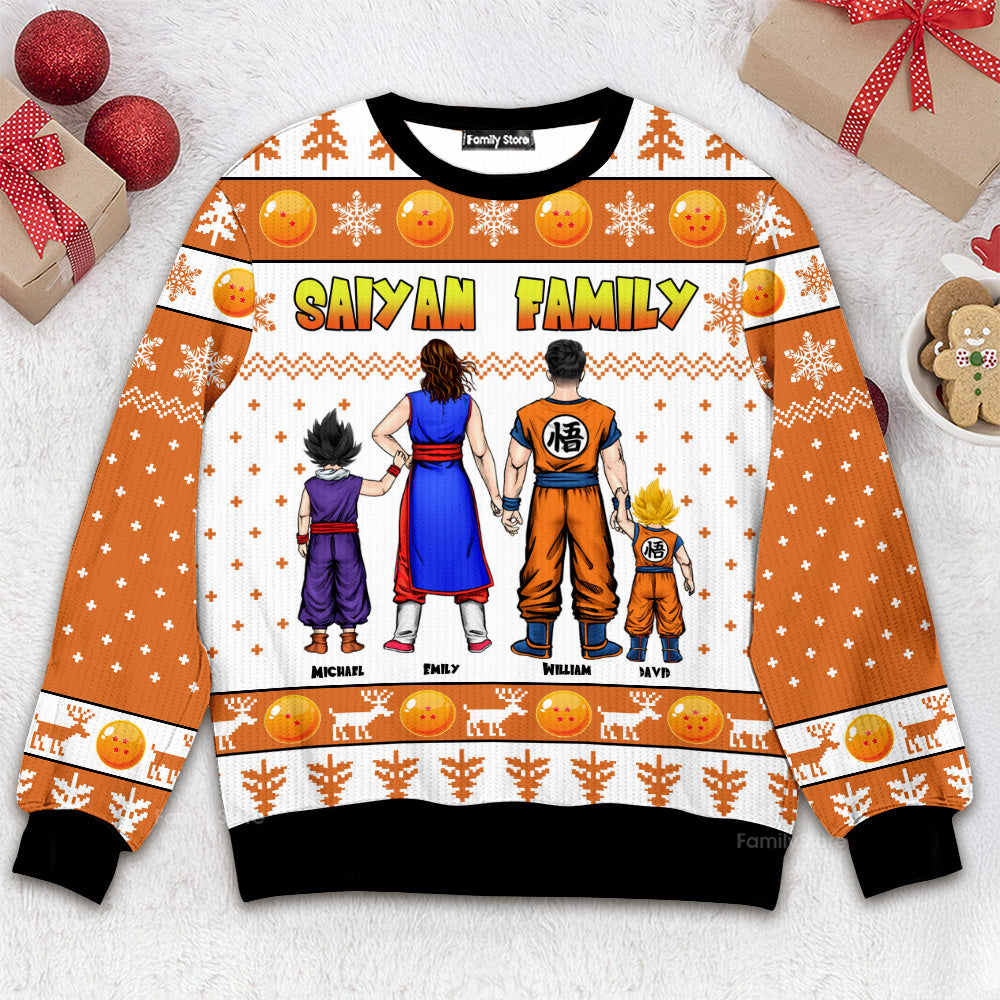 Personalized Saiyan Family Christmas Ugly Sweater Gift