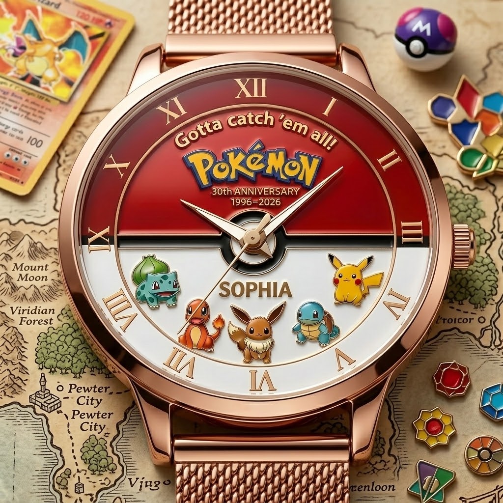 Personalized Pokémon Women's Hand Watch Custom Name Gift for Her