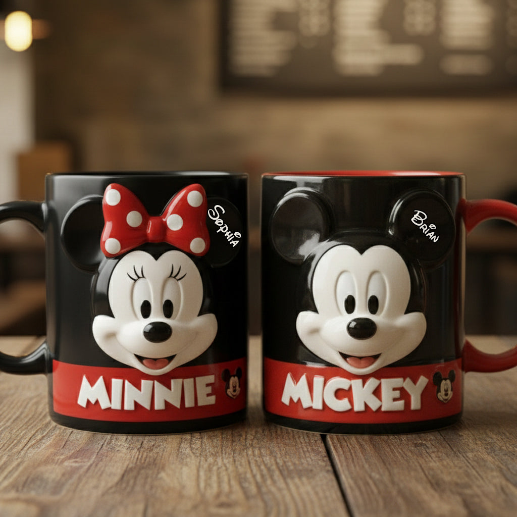Personalized Mickey and Minnie Mouse Mug Custom Name Gift for Movie Fans