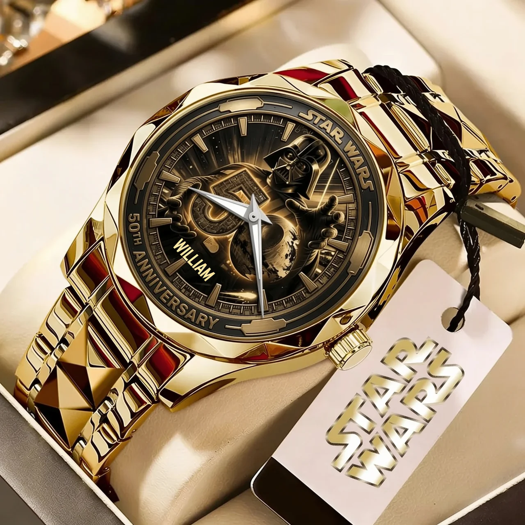 Personalized Star Wars Men's Wrist Watch 50th Anniversary Gift for Him Men's Wrist Watch GradoCreations