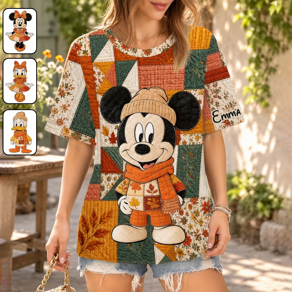 Personalized Mickey Mouse Autumn Vibes All Over Shirt Gift for Movie Fans AOP Shirt GradoCreations