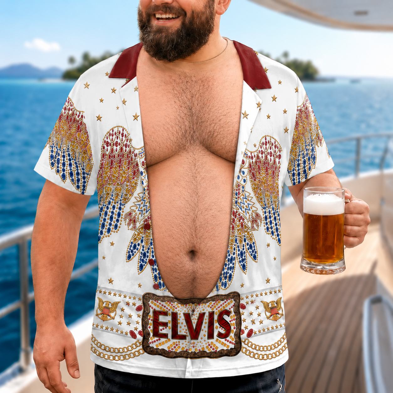 Personalized Elvis Aloha All Over Print Shirt Gift for Him AOP Shirt GradoCreations